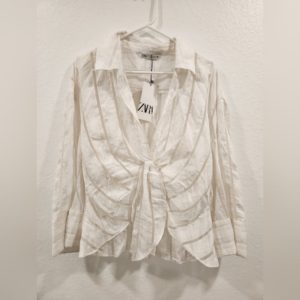 Zara Women's White Striped Top